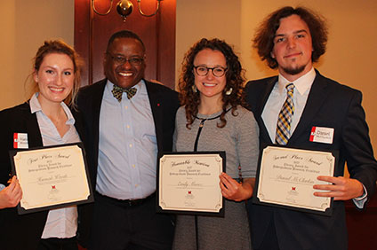 Three previous LAURE winners with Dean of Libraries Jerome Conley