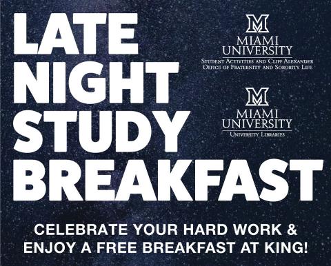 Celebrate your hard work and enjoy a free breakfast at King Library