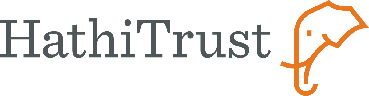 HathiTrust Logo - Grey letters and an orange elephant in profile