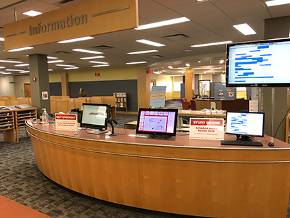 Information desk on the first floor of King Library