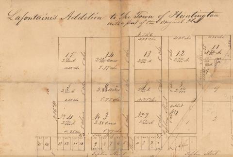 Plat map of Lafontaine's Addition to Huntington, Indiana 1846